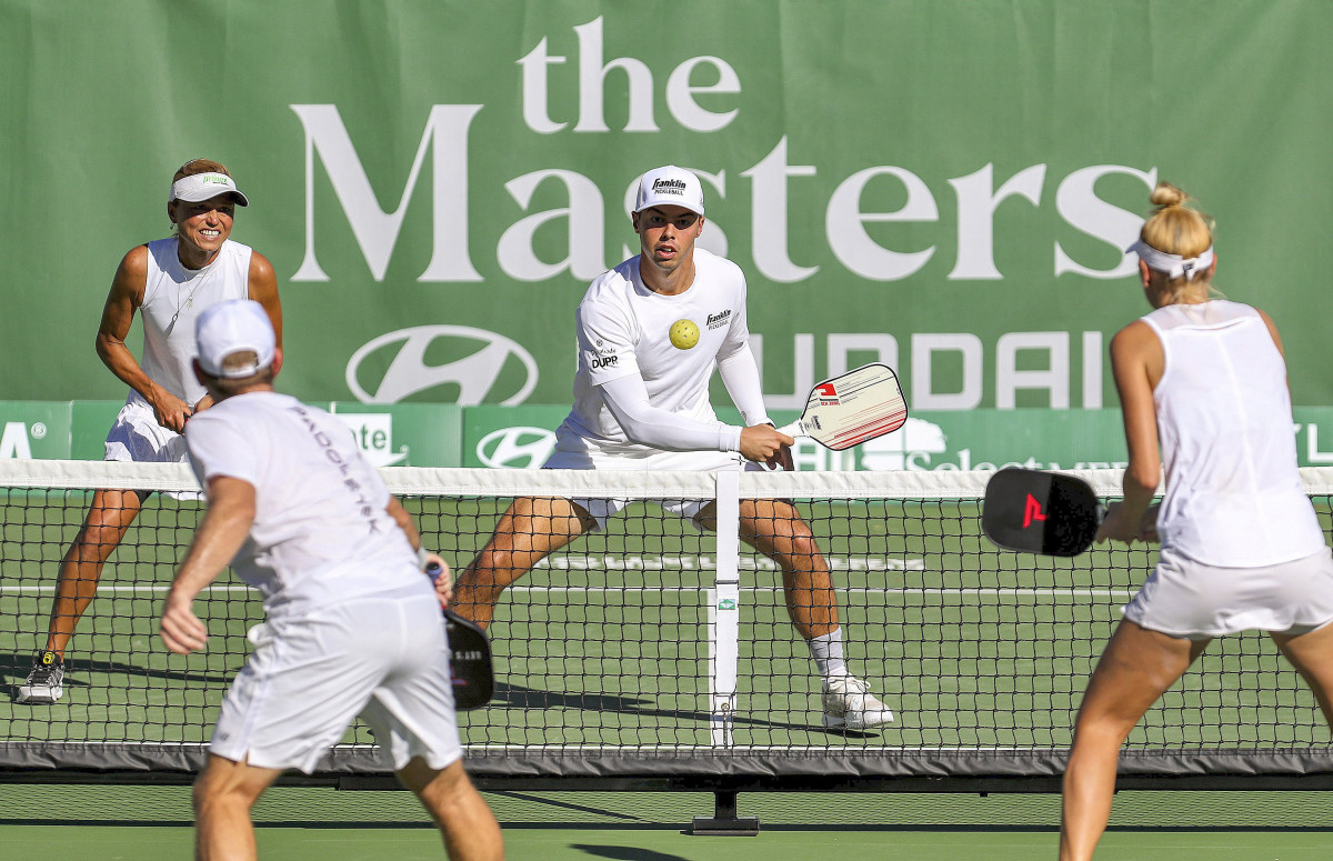 Mixed doubles—here with two No. 1 players (far), Jardim and Johns—are a spectator favorite.